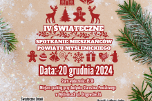plakat zaproszenie na IV świąteczne spotkanie mieszkańców  powiatu myślenickiego