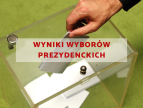 urna z kartami i ręka wkładająca kartę oraz napis: wyniki wyborów prezydenckich