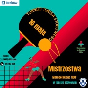 plakat promujacy turniej tenisa stołowego