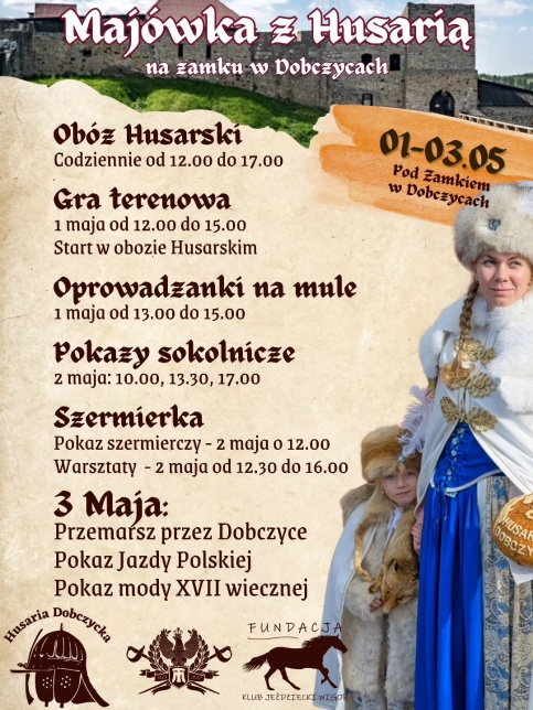 Majówka z Husarią na Zamku w Dobczycach - plakat
