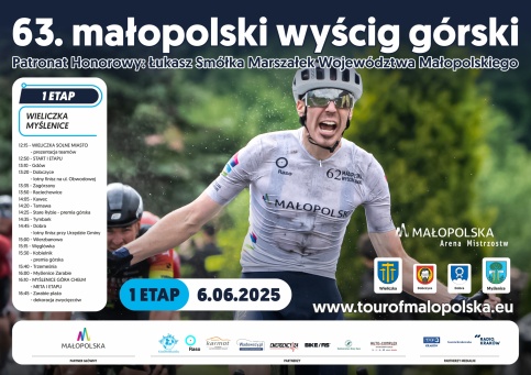 Plakat na którym rozpisany jest I etap wyścigu.