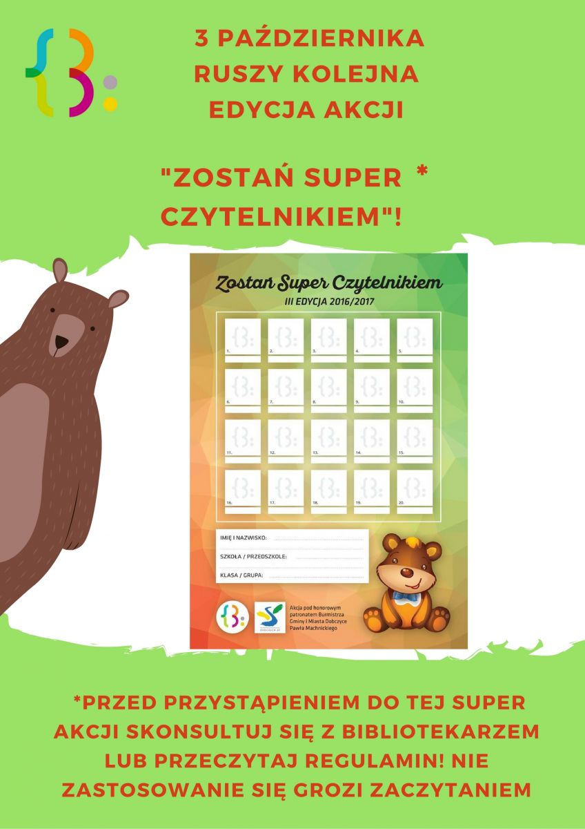 Karta "Zostań Super Czytelnikiem" 