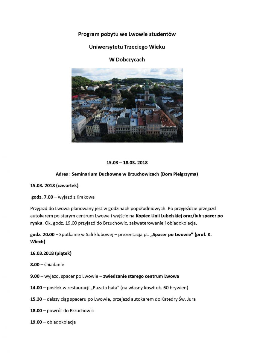 program wycieczki do Lwowa