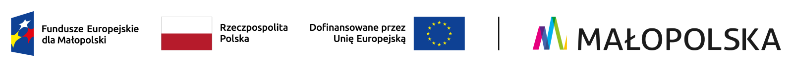 logotypy projektu unijnego: logo programu, flaga polski, unii oraz małopolski