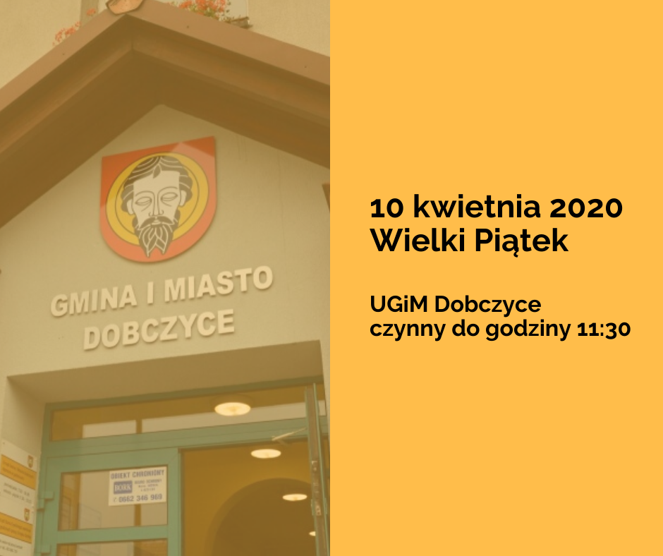 W Wielki Piątek urząd czynny do 11:30