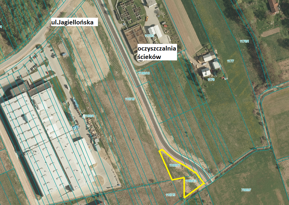 mapa lokalizacji dz.nr 1185/4, 1186/13,1186/17 obr.Dobczyce
