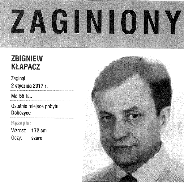 zaginiony Zbigniew Kłapacz