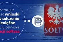 godło Polski i informacja o możliwości składania wniosków