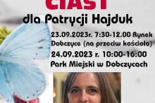 plakat z fotografią kobiety- na plakacie znajduje się niebieski motyl