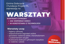 Plakat promujący warsztaty -Jak wspierać dziecko w korzystaniu z technologii