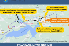 mapa przedstawiająca Dobczyce i naniesione ścieżki rowerowe będące przedmiotem postępowania przetargowego