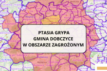 Mapa przedstawiająca zaznaczone kolorem obszary zapowietrzone i onbszary zagrożone 