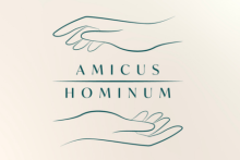 Dwie dłonie i napis: Amicus Hominum