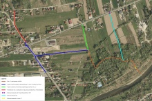mapka przedstawiająca planowane prace związane z odwodnieniem terenu Dobczyce - Zarabie