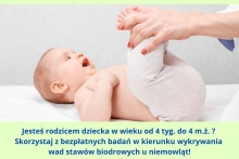 Bezpłatne badania stawów biodrowych u niemowląt zamieszkujących powiat myślenicki