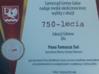 Burmistrz Tomasz Suś uhonorowany pamiątkowym medalem z okazji 750-lecia lokacji Gdowa