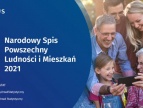 Napis: Narodowy Spis Powszechny Ludności i Mieszkań 2021 oraz zdjęcie przestawiające rodzinę