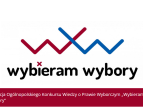 tablica biało czerwono niebieska z czarnym napisem wybieeram wybory