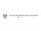 czarny orzeł na białym tle i napis: Kancelaria Prezesa Rady Ministrów