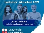Na zdjęciu rodzina i napis: Pwoszechny Spis Ludności i Mieszkań 2021. Już od 1 kwietnia! Wejdź na spis.gov.pl i spisz się! Liczymy się dla Polski