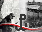 82. Rocznica wybuchu Powstania Warszawskiego Kolaż z czasów Powstania Warszawskiego: żołnierz, ruiny miasta, cywile oraz symbol Polski Walczącej z biało-czerwoną wstęgą.