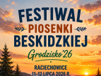 Plakat z napisem: festiwal piosenki Beskidzkiej, Grodzisko'26