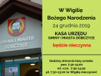 kasa urzędu w Wigilię nieczynna