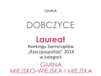 Dyplom dla gminy Dobczyce za udział w rankingu samorządów Rzeczpospolitej - 16 miejsce w 2014 roku