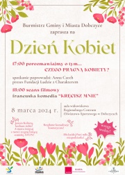 plakat promujący dzięń kobiet w Dobczycach