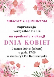 plakat informujący o spotkaniu w OSP Kędzierzynka z okazji Dnia Kobiet