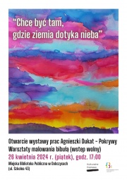 plakat przedstawiający wiele kolorów nieba zawierający informacje o otwarciu wystawy 