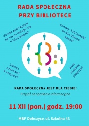 Rada Społeczna przy Bibliotece - spotkanie informacyjne