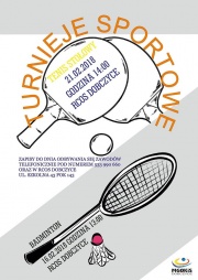 Plakat Turniej Tenisa Stołowego i badminton 