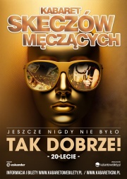 pomarańczowy plakat z grafiką człowieka "złotego"