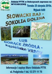 plakat - wycieczki PTTK - Słowacki Raj i kąpieliska termalne