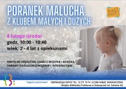 plakat informujący o spotkaniu Poranek malucha z klubem małych i dużych w bibliotece