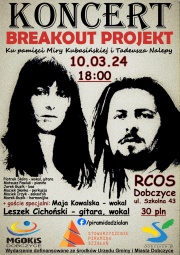 plakat z rysunkami dwóch artystów na plakacie w czarnym kolorze 