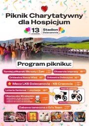 Plakat promujący Piknik Charytatywny dla Hospicjum