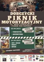 plakat informujący o Dobczyckim Pikniku Motoryzacyjnym