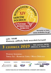 Plakat -XIV Wojewódzki Turniej Tańców Polskich o Puchar Burmistrza Dobczyc 