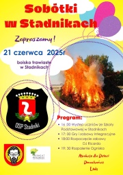 Plakat z informacją o Sobótkach w Stadnikach, na którym jest rozpisany program imprezy.