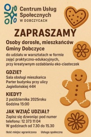 Plakat informujący o warsztatach ozdabiania eko-ciastek