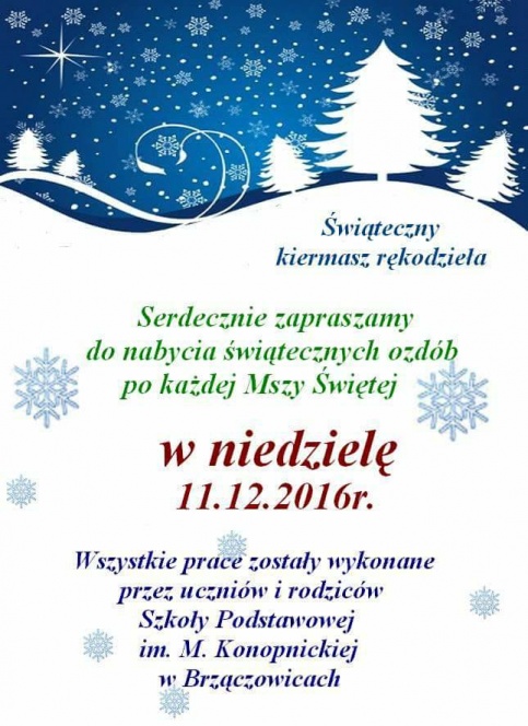 Plakat "Kiermasz Świąteczny w Brzączowicach"