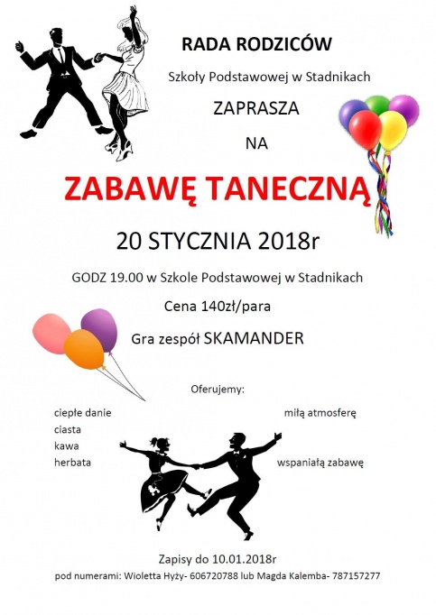 Plakat promujący zabawę taneczną