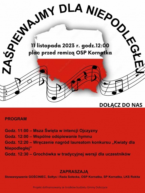 biało- czerwony plakat z mapa polski na środku 