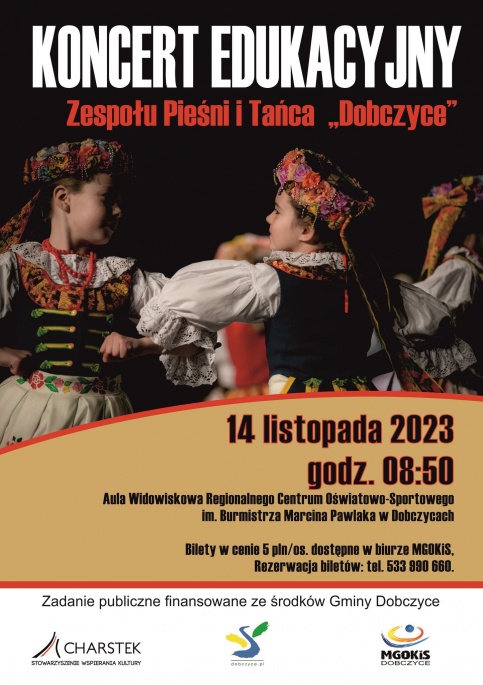 czarny plakat z dziećmi w strojach regionalnych