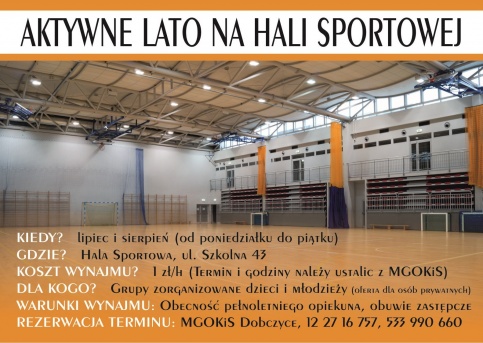 plakat - zasady wynajmu hali sportowej w RCOS