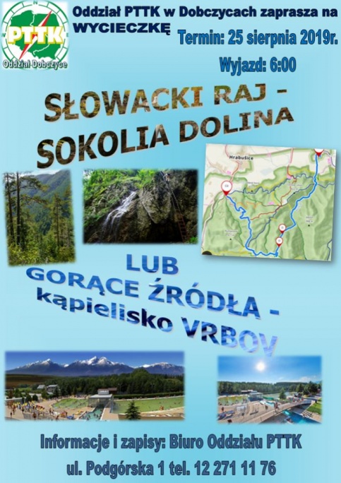 plakat - wycieczki PTTK - Słowacki Raj i kąpieliska termalne