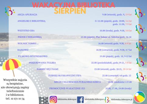 Plakat sierpień z Biblioteką 