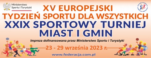 pomarańczowy plakat z dekoracją kwiatów i kolorowymi napisami 